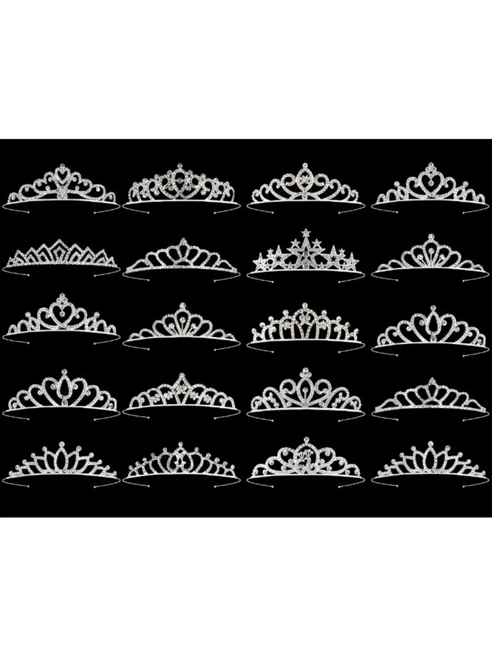 20 Pcs Silver Tiaras & Crowns for Women & Girls - Princess Headbands for